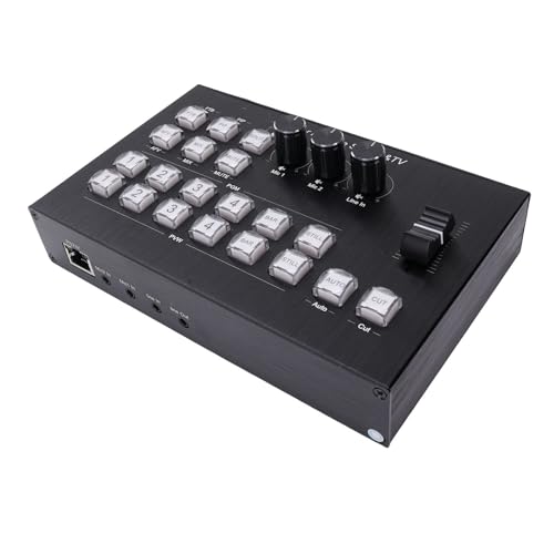 Annadue Video Mixer Switcher, SDI HDMI Live Streaming Switcher mit 2 Mikrofon Leitung in 232 Typ C USB3.0 Schnittstelle für die Podcast Aufzeichnung, Unterstützen Sie PGM PVW PIP OSD (EU-Stecker) von Annadue