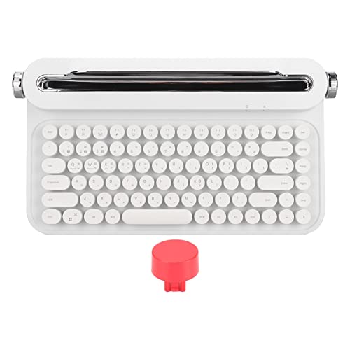 Annadue Vintage BT Tastatur, Dual Channel Multi Device Universal niedliche Kabellose Tastatur, Tragbar, Schlank, Retro Stil, 5.0, 33 Fuß Reichweite, 86 Tasten. (White) von Annadue