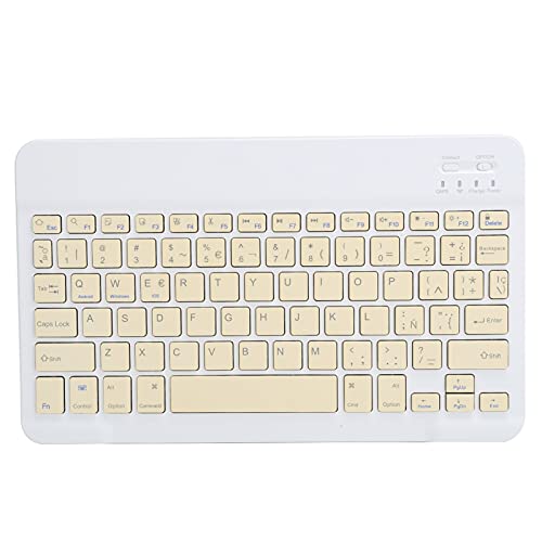 Annadue Wireless Bluetooth Spanisch Tastatur, Universal Slim Portable Wiederaufladbare Silent Tastatur, für Ipad/für Samsung/für Xiaomi/für Huawei für Tablet PC(Gelb) von Annadue