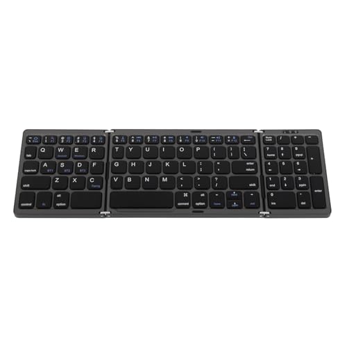 B089 Bluetooth Tastatur, Tragbare Faltbare Digitale Bluetooth 5.1 Tastatur mit Scherenschaltertasten für IOS für Windows für Android Smartphones, Tablets, Laptops (Grau schwarz) von Annadue