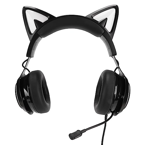 Cat-Ear-Gaming-Headset, USB-Kabel-Kopfhörer, Hohe Empfindlichkeit, mit Mikrofon, 8 Lichteffekten, 3 Klangmodi von Annadue
