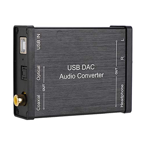 Digital-zu-Analog-DAC-Audiokonverter, AUX-zu-Digital-Koaxial-Optischer-Audio-Adapter, USB-Audio-Soundkarte Unterstützt Analog-Koaxial-Optisch-Digital-3,5-mm-Kopfhörerausgang, für PS3 HD DVD PS4 Amp TV von Annadue