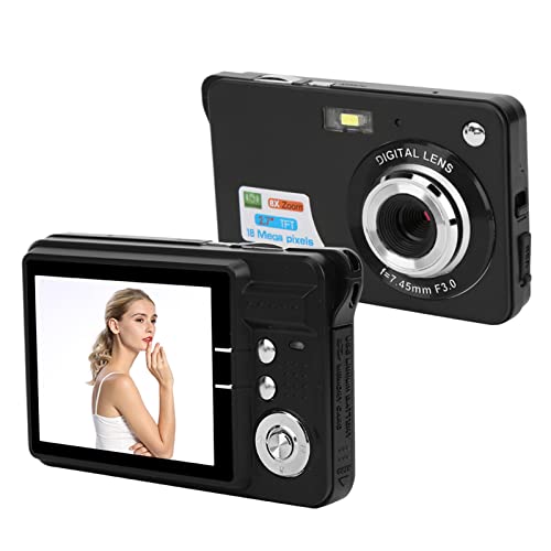 Digitalkamera, 8 Facher Digitalzoom, 5MP, 2,7Zoll LCD Display Kamera, Unterstützt Bis zu 32 GB, Leicht, Tragbar, Einfache Bedienung (Schwarz) von Annadue