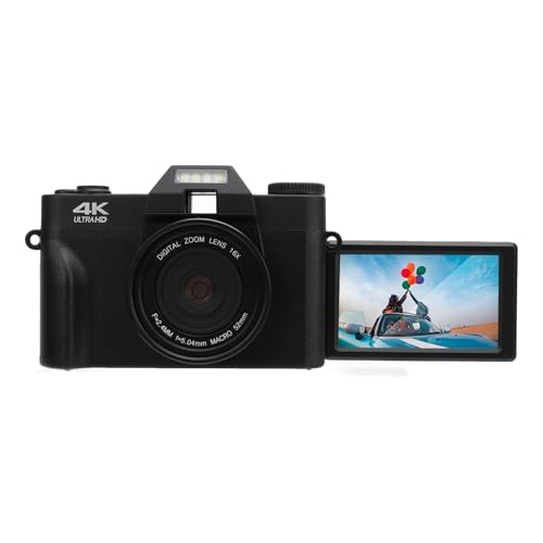 Digitalkamera, WLAN, 56 MP, 4K-Vlogging-Kamera für YouTube mit 3-Zoll-Bildschirm mit 270°-Drehung, 16-fachem Digitalzoom, Akku, Kompakte Reisekamera für Fotografie von Annadue