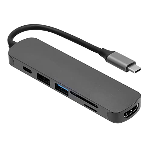 Docking Station, 6-in-1 USB C Hub, USB-Ladestation, SD/TF, für OS X/Lenovo/Dell, Aluminiumlegierungsschale, Plug & Play, Schwarz. von Annadue