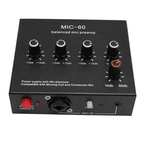 Dynamisches Mikrofon Booster, Mikrofonvorverstärker +60 DB Verstärkung, 48 V Leistung, 3,5 Mm 6,35 Mm XLR Eingangsausgang, Kompatibel mit SM7B, 55sh für Dynamisches MIC Dynamisches Mikrofon Booster, Mikrofonvorverstärker +60 DB Verstärkung, 48 V Leistung, 3,5 Mm 6,35 Mm XLR Eingangsausgang, Kompatibel mit SM7B, 55sh für Dynamisches MIC von Annadue