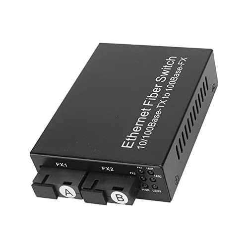 Ethernet Medienkonverter, TX1310nm/RX1550nm 100 Mbit/s SC Einzelfaser Singlemode RJ45 Port Glasfaser Ethernet Transceiver mit LED Anzeige, Metall Ethernet Switch Konverter von Annadue