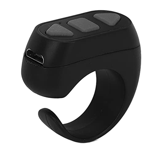 Fernbedienungs-Ring-Finger-Scroller, Remote-Bluetooth-Scrolling-Ring-Seitenwender, Click-Like-Selfie-Gerät, Kamera-Fernauslöser (Schwarz) von Annadue