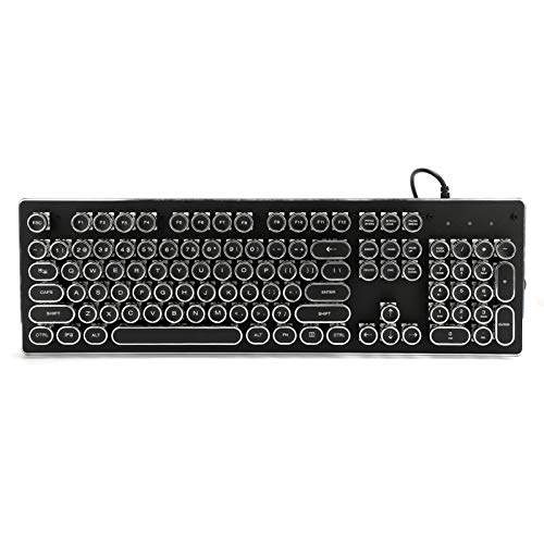 Gaming-Tastatur, Retro Wired Gaming Mechanical Keyboard, wasserdichte ergonomische mechanische Gefühlstastatur, Tastenklick mit gemischtem Licht, 104 Tasten Mixed Light Ergonomisches Design(schwarz) von Annadue