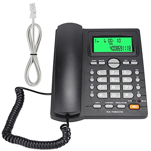 KX T880C Festnetztelefon mit Anrufer ID Anzeige – Klarer Ton, Schnelles Wählen, Breite Anwendung, Stummschaltungsfunktion – Keine Batterie, Pause/Halte Funktion. (Black) von Annadue