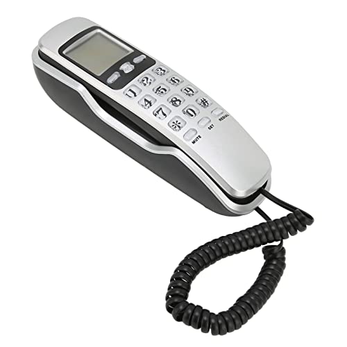 KX-T888CID Schnurgebundenes Telefon für Heimbüro, Desktop- / Wandmontierbares Festnetz-Multifunktionstelefon, Unterstützt FSK DTMF und Anrufer-ID, mit LCD-Display (Silber) von Annadue