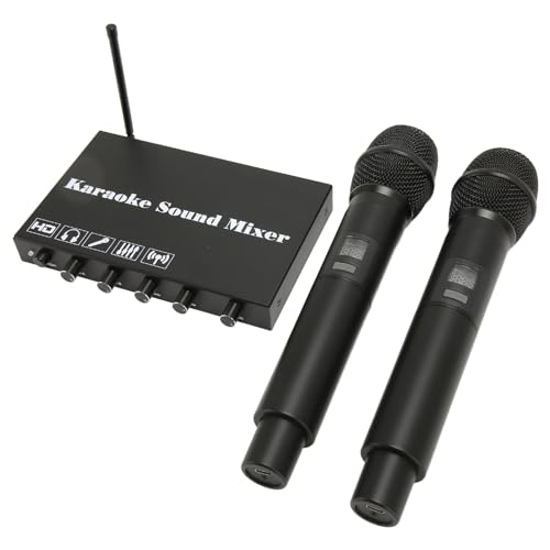 Kabelloses Mikrofon Karaoke Mixer System, Kabelloses Mikrofon Karaoke Set mit Zwei Tragbaren Mikrofonen, Unterstützt HDMI/optisch/AUX Ausgang für Lautsprecher, Kirche, Hochzeit von Annadue