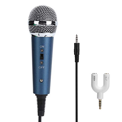 Karaoke Handmikrofon, kondensator Mikrofon mit Kabel, 3,5 MM mit U-förmigem Mikrofon, für Computer Karaoke, für Gesang/PA-Lautsprecher/Verstärker/Mixer(Blau) von Annadue