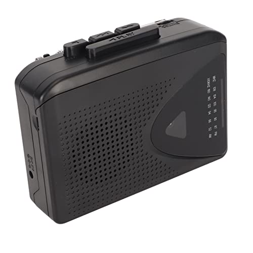Kassettenspieler, Tragbarer Kassettenspieler mit 3,5-mm-Buchse, UKW-AM-Radio, Kassettenspieler mit Lautsprecher, 2AA-Batterie oder USB-Stromversorgung (Schwarz) von Annadue