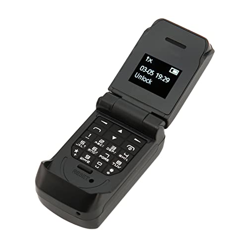 Klapphandy Seniorenhandy, 0,66 Zoll OLED Ultra Small Phone, Bluetooth Handy für Senioren, 64x48 32MB 64MB 300mAh. (Schwarz) von Annadue