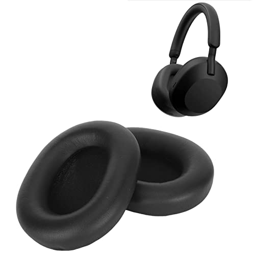 Kopfhörer Ohrpolster, Professionelle Ersatz Ohrpolster für Sony WH-1000XM5 Kabellose Headsets, mit Weicherem Proteinleder und Geräuschdämmendem Memory Schaum (Schwarz) von Annadue