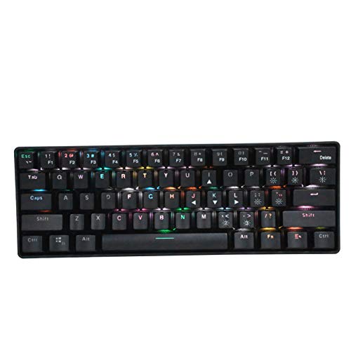 Mechanische Gaming-Tastatur, kabelgebundene Dual-Mode-Tastatur + 2,4 G mit 61 Tasten, Blauer Schalter Anpassbare RGB-Hintergrundbeleuchtung Ideal für Mobiltelefone TV-Laptop-Computer - Schwarz von Annadue