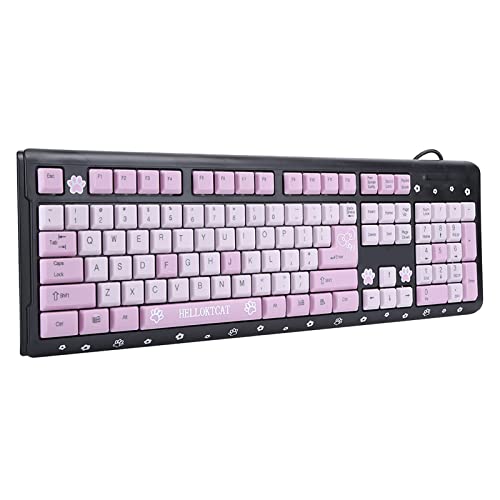 Niedliche USB Tastatur mit Kabel, Niedliche Cartoon USB Tastatur mit Kabel für Mädchen, Tragbare, Kompakte, Ultradünne Computer Gaming Tastatur für PC, Laptop, Desktop von Annadue