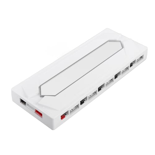 PC Case Lüfter Hub PWM Argb Lüfter Controller 10 Port 4 Pin PC Hub mit 10 ARGB Ports Magnetic Design für Erstellung Computerfallkühlung (WHITE) von Annadue