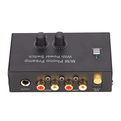 Phono Plattenspieler Vorverstärker, Phonograph Vorverstärker mit Cinch Eingang, Cinch Ausgang und Geräuscharmem Betrieb, Phono Vorverstärker für Plattenspieler mit 12V DC Adapter von Annadue