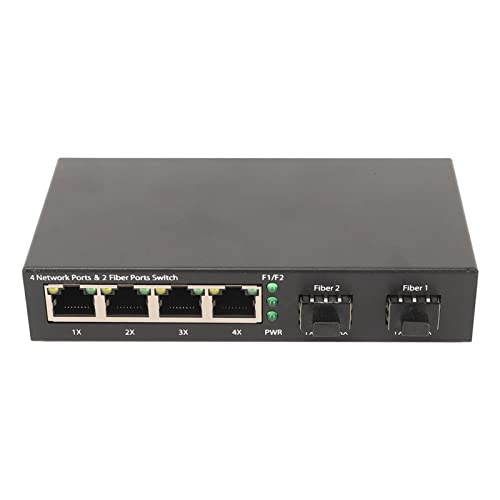 SFP Ethernet Switch, 6 Ports, 10/100/1000 M, Selbstanpassende LED Anzeige, Optischer Ethernet Switch, Unterstützt QoS, 120 Km Glasfaserentfernung, Vollduplex (EU-Stecker) von Annadue