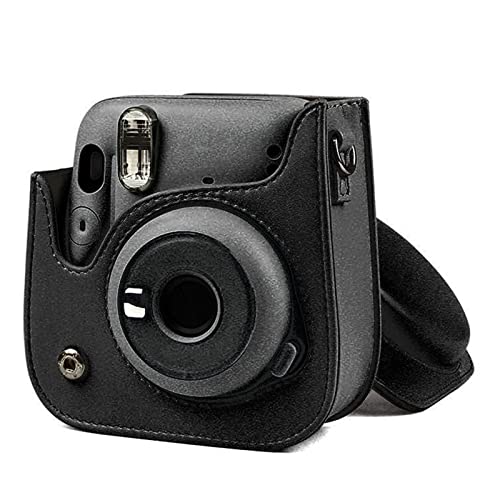 Schutzhülle für Fujifilm Instax 11 Kamera, PU Leder Kameratasche mit Verstellbarem Schultergurt und Abnehmbarer Abdeckung, Vintage Kamera Tragetasche (Schwarz) von Annadue