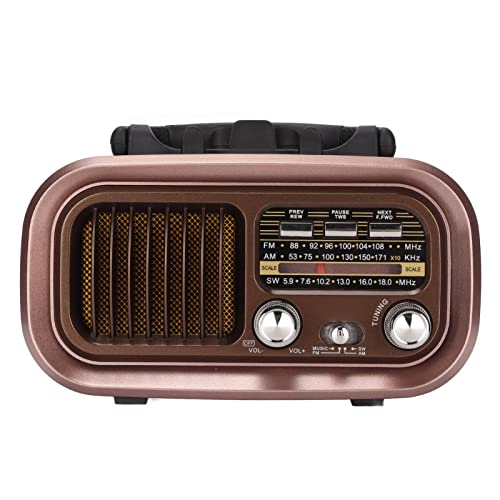 Tragbare Vintage Bluetooth-Radio-Lautsprecher, 3-Band-Multifunktions-Bluetooth-AM-FM-Radio, Laute Stereo-Party-Lautsprecher für Den Außenbereich und Den Innenbereich für Zuhause, Camping,(RXBT628) von Annadue