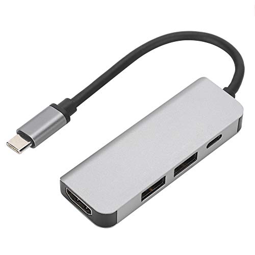 Tragbarer USB-Hub 4-Port, 4-in-1-Dockingstation für Multifunktionsadapter Typ C mit Typ C/USB 3.0/PD-Schnellladung/für 4K, für Laptop-PC Computer-Tablet - Silber von Annadue