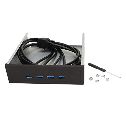 USB 3.0-Frontplatten-Hub, 4 Anschlüsse, 5,25 Zoll, Hochgeschwindigkeit 5 Gbit/s, für den Desktop, Einfache Installation, mit 2 Fuß Langem Adapterkabel von Annadue