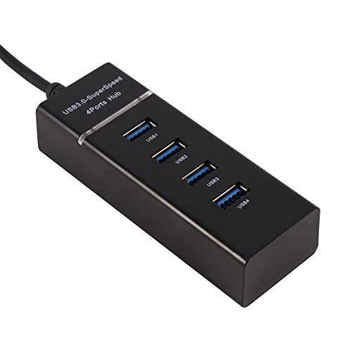 USB 3.0-Hub-Konverter, 4-Port-Adapter für, Kartenleser, mit Hochgeschwindigkeits-Datenübertragung, Plug & Play, Kompatibel mit/Mac OS (Black) von Annadue