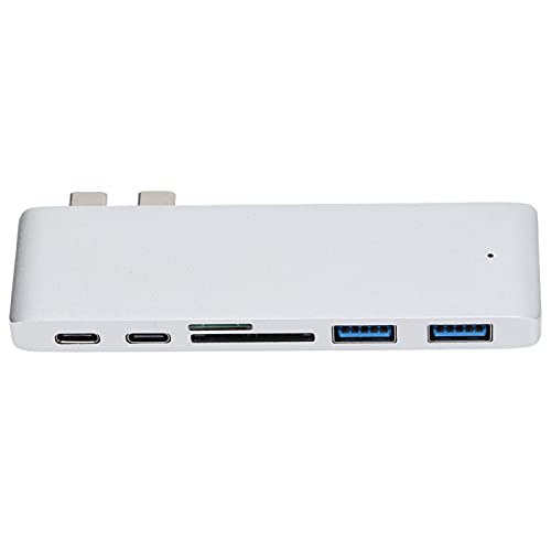 USB-C-Hub, 5-Gbit/s-Dockingstation, 6 in 2 Gleichzeitiger Anschluss Großer Erweiterungs-Hub, für MacBook Pro 16 17 18 19 20 Modelljahr und für MacBook Air 18 19 20 Modelljahr. Silber von Annadue