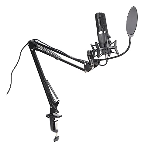 USB-Computermikrofon, Professionelles Kondensatormikrofon-Kit mit Nierencharakteristik Zum Aufnehmen von Gesang, Live-Übertragung, Online-K-Song Usw. Unterstützt die Lautstärkeregelung (Schwarz) von Annadue