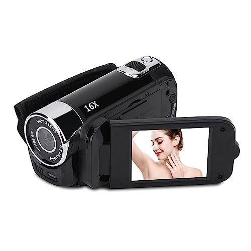 Videokamera Camcorder, Full HD 16X Digitalzoom Camcorder Kamera, 270 Grad Drehung, Vlogging Kamerarecorder DV Kamera mit 1 Akku für Unterwegs (Schwarz) von Annadue