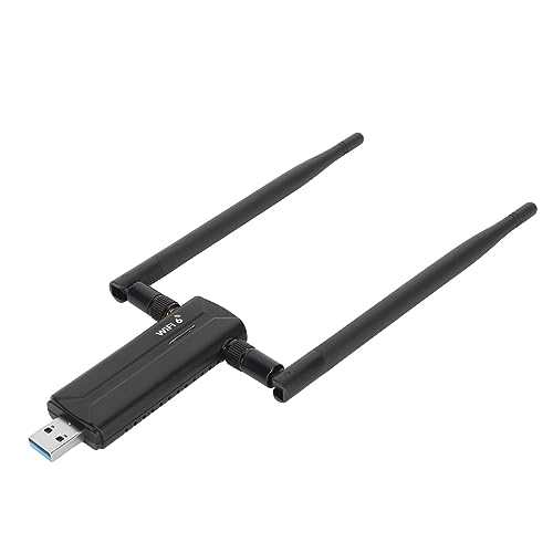WiFi 6 USB3.0-Adapter für Desktop-PC, AX5400M Wireless WiFi-Adapter Triple Band 6 GHz 5 GHz 2,4 GHz, Wireless-Netzwerkadapter mit Zwei 6 DBi-Antennen, Unterstützt 11, 10 von Annadue