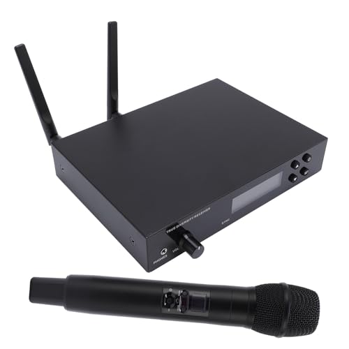 Wireless Mikrofonsystem, Drahtloses Karaoke Mikrofon 566 608MHz 100m Range 12 Systeme Gleichzeitige Verbindung 1680 Einstellbare Frequenzen für das Bühnenkirchentheater (EU-Stecker) von Annadue