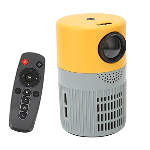 YT400 Heim HD Projektor, Tragbarer Projektor, 1080P Filmprojektor mit Doppellüfterkühlung für DVD, mit Kinoreifem Sound, 100 V-240 V,(Gelb-grau) von Annadue