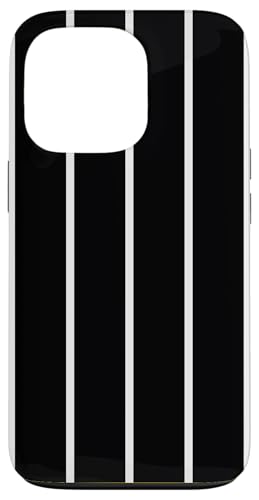 Black Thin White Stripes Vertical Lines Retro Aesthetic Hülle für iPhone 13 Pro von Annalisse Striped Creations Co.
