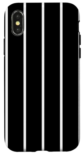 Black Thin White Stripes Vertical Lines Retro Aesthetic Hülle für iPhone X/XS Black Thin White Stripes Vertical Lines Retro Aesthetic Hülle für iPhone X/XS von Annalisse Striped Creations Co.