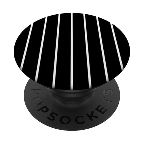 Black Thin White Stripes Vertical Lines Retro Aesthetic PopSockets Klebender PopGrip von Annalisse Striped Creations Co.