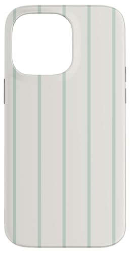 Cream & Green Stripes Thin Vertical Lines Modern Neutral Hülle für iPhone 14 Pro Max von Annalisse Striped Creations Co.