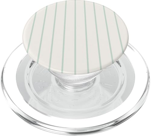 Cream & Green Stripes Thin Vertical Lines Modern Neutral PopSockets PopGrip für MagSafe Cream & Green Stripes Thin Vertical Lines Modern Neutral PopSockets PopGrip für MagSafe von Annalisse Striped Creations Co.