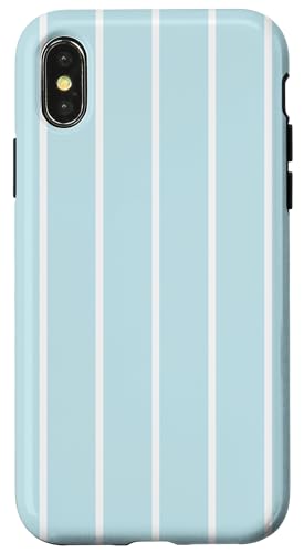 Light Blue Stripes Thin Vertical Lines Retro Aesthetic Hülle für iPhone X/XS von Annalisse Striped Creations Co.
