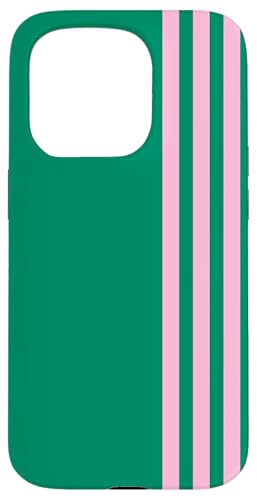 Pink and Green Stripes Simple Three Lines Modern and Sporty Hülle für iPhone 15 Pro Pink and Green Stripes Simple Three Lines Modern and Sporty Hülle für iPhone 15 Pro von Annalisse Striped Creations Co.