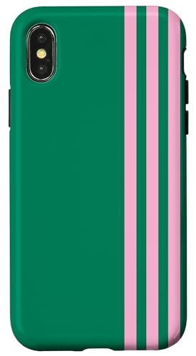 Pink and Green Stripes Simple Three Lines Modern and Sporty Hülle für iPhone X/XS von Annalisse Striped Creations Co.