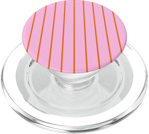 Pink and Orange Stripes Thin Vertical Lines Retro Aesthetic PopSockets PopGrip für MagSafe von Annalisse Striped Creations Co.