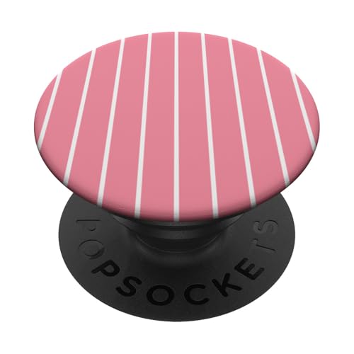 Pink and White Stripes Thin Vertical Lines Retro Aesthetic PopSockets Klebender PopGrip von Annalisse Striped Creations Co.