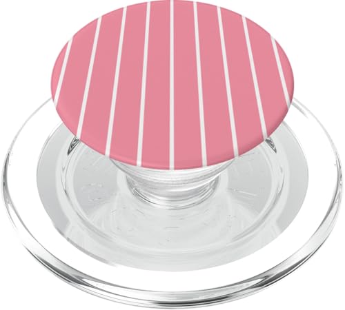 Pink and White Stripes Thin Vertical Lines Retro Aesthetic PopSockets PopGrip für MagSafe von Annalisse Striped Creations Co.
