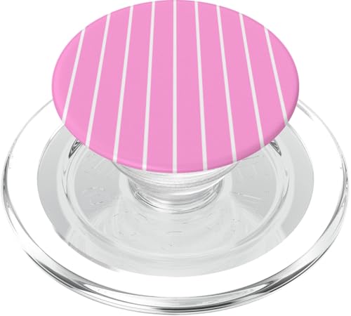 Pink with White Stripes Thin Vertical Lines Retro Aesthetic PopSockets PopGrip für MagSafe von Annalisse Striped Creations Co.