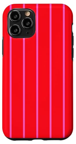 Red with Pink tripes Thin Vertical Lines Trendy Preppy Hülle für iPhone 11 Pro Red with Pink tripes Thin Vertical Lines Trendy Preppy Hülle für iPhone 11 Pro von Annalisse Striped Creations Co.