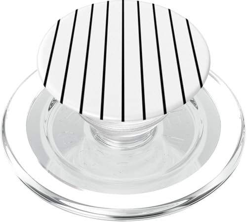 White and Black Stripes Thin Vertical Lines Retro Aesthetic PopSockets PopGrip für MagSafe White and Black Stripes Thin Vertical Lines Retro Aesthetic PopSockets PopGrip für MagSafe von Annalisse Striped Creations Co.